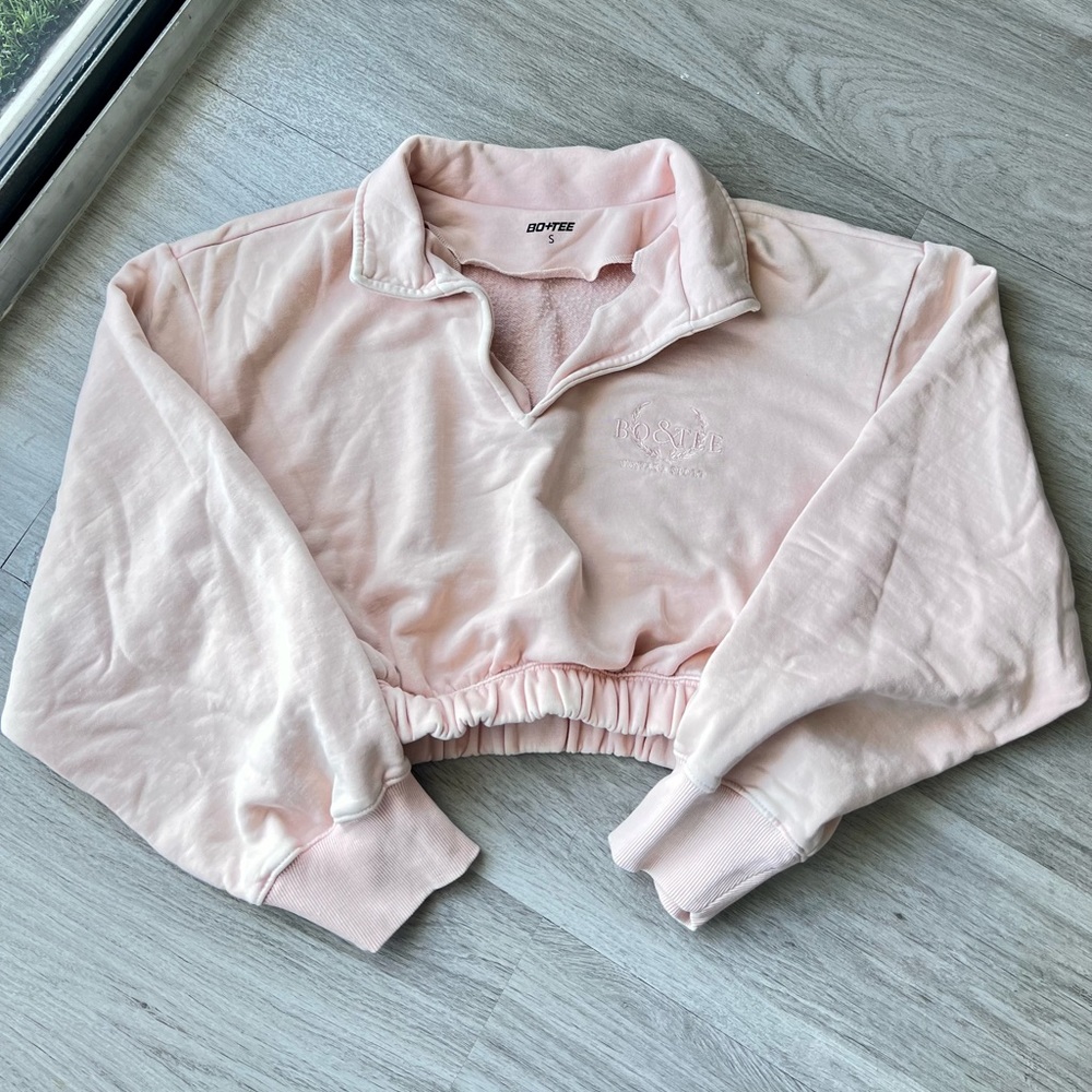 Bo+Tee cropped sweatshirt with collar - peach